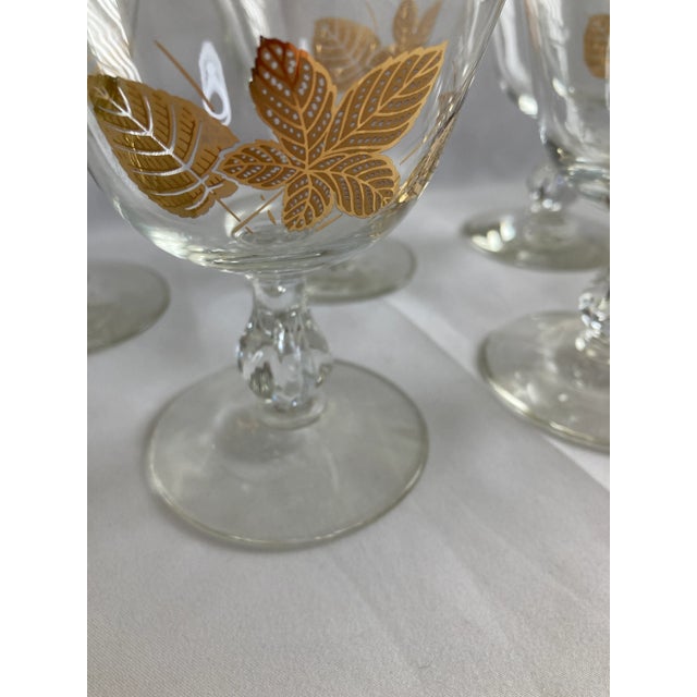 Brown Vintage Golden Leaves Glasses, Set of 8 For Sale - Image 8 of 10