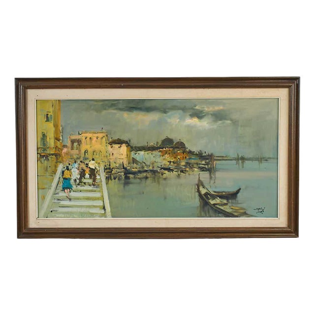 Renzo Piccoli, Painting of Venice, 1920s, Oil on Canvas, Framed For Sale