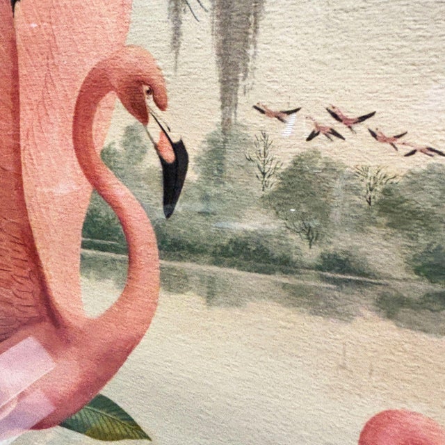 Mid 20th Century MCM Pink Flamingo Lithograph Print Signed Arthur in Mirror Frame by Turner For Sale - Image 5 of 9