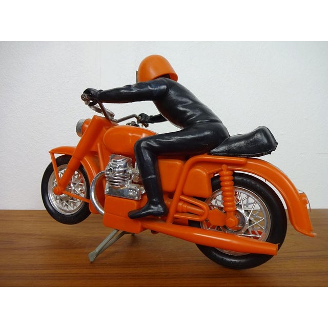 Large Vintage Orange Plastic Motorcycle, 1970s For Sale - Image 4 of 14