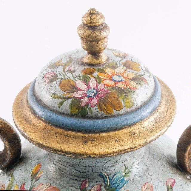 Baroque Large Floral & Gold Vase by G. Nico for Bassano, 1800s For Sale - Image 3 of 8