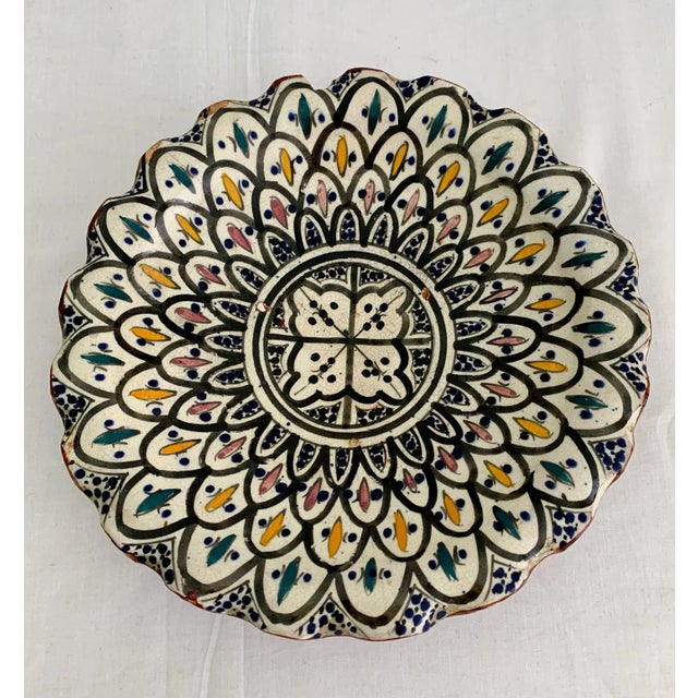 Antique Moroccan Fes Art Pottery Fruit Dish Catchall Bowl Signed and Handmade For Sale - Image 12 of 12