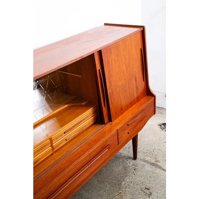 1960s Mid Century Danish Modern Credenza Highboard Teak Wood 9 Drawers Bar Denmark For Sale - Image 9 of 12