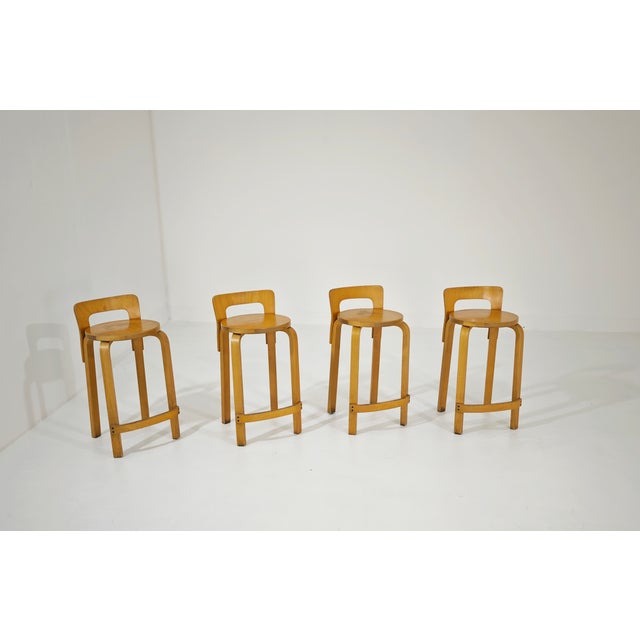 Vintage Wooden Stools by Alvar Aalto for Artek, 1970s, Set of 4 For Sale - Image 17 of 18