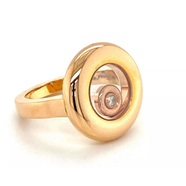 Chopard Chopard Happy Diamond 18k Rose Gold Round Floating Diamond Ring, Size 6 For Sale - Image 4 of 8