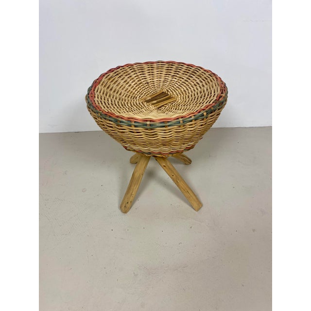 Vintage Rattan Stool, 1970s For Sale - Image 6 of 12