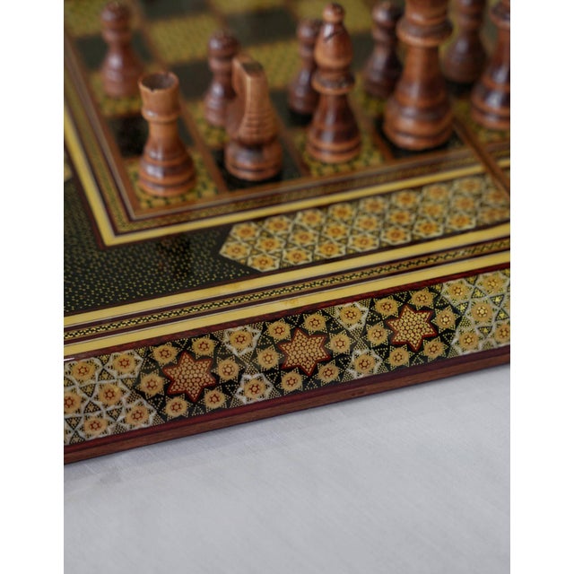 2020s Khatam Marquetry Chess & Backgammon Set, Black Red and Gold, One-of-One For Sale - Image 5 of 6