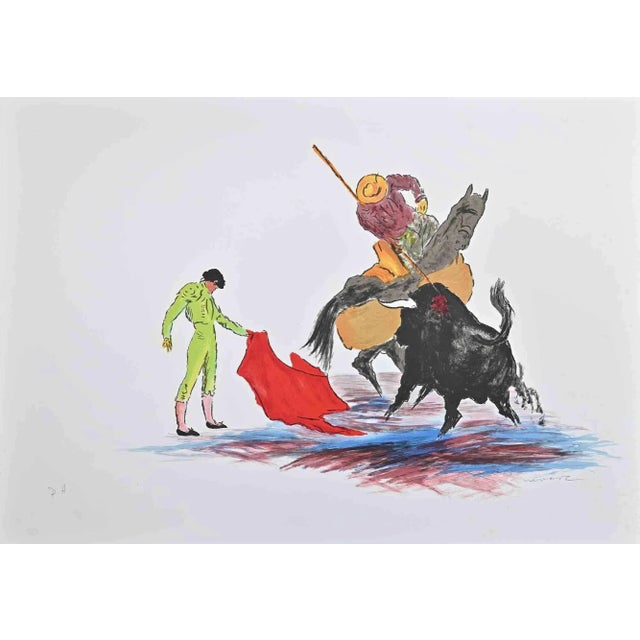 Mid-Century Modern Josè Guevara, Toreador, Original Lithograph, 1971 For Sale - Image 3 of 3