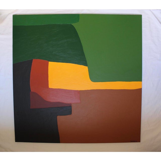 Bring balance and elegance to your home with this modern abstract canvas. Its rich earthy tones—deep green, ochre,...