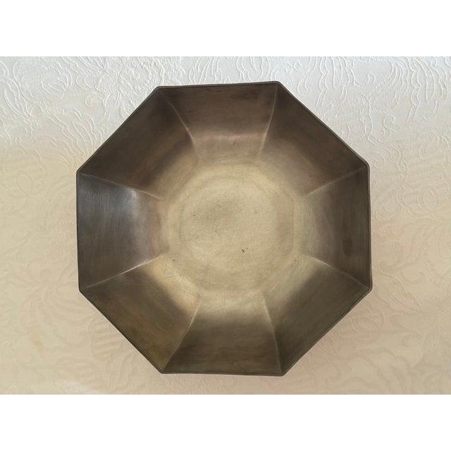 This octagonal serving bowl is made 1.6 lb of pewter and has been very well preserved.