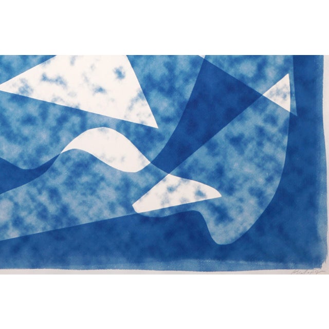 Mid-Century Modern 2026, Avant Garde Style, Modern Cyanotype, Handmade Monotype of Smoke and Mirrors by Kind of Cyan For Sale - Image 3 of 8