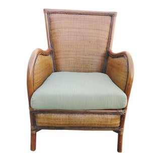 Mid 20th Century Contemporary Wicker & Bamboo Armchair For Sale