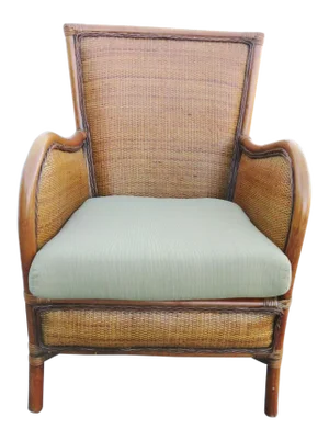 Mid 20th Century Contemporary Wicker & Bamboo Armchair