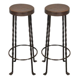 Wrought Iron Stools, Set of 2 For Sale