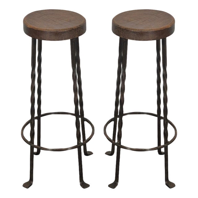 Wrought Iron Stools, Set of 2 For Sale