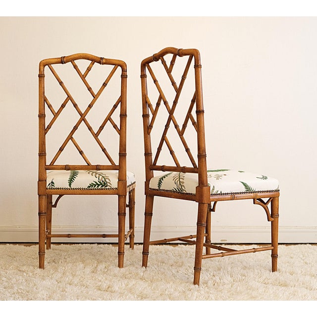 Wood Mid-Century Faux Bamboo Chairs from GP & J Baker, 1970s, Set of 2 For Sale - Image 7 of 8