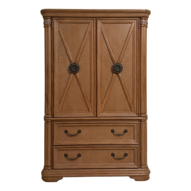 Stanley Furniture Coronation Traditional Cherry/Pecan Armoire Cabinet For Sale