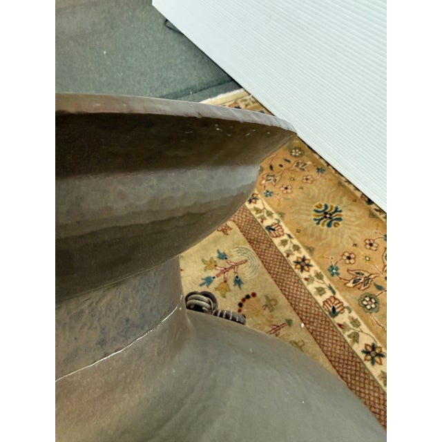 Metal Large Hammered Metal Water Vessel + Rope Handles For Sale - Image 7 of 12