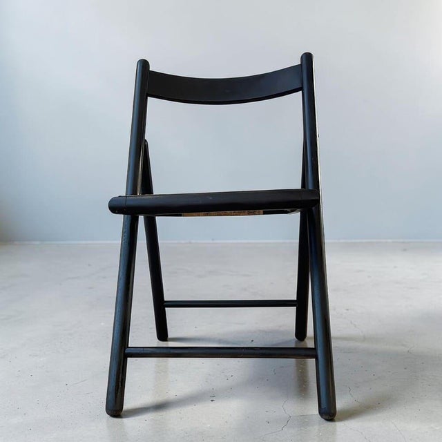1990s Scandinavian Black Wood and Rattan Folding Chair from Ikea / Eno, Ukraine, 1993 For Sale - Image 5 of 18