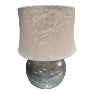 Pottery Barn Etched Nickel Table Lamp For Sale