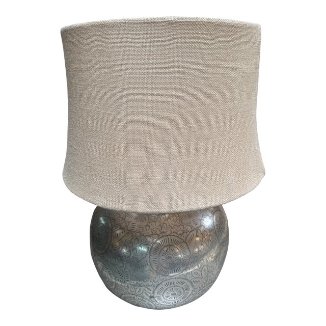 Pottery Barn Etched Nickel Table Lamp For Sale
