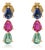 Natural Emerald Ruby & Sapphire Stud Earrings in 14k Gold- 2 Pieces For Sale