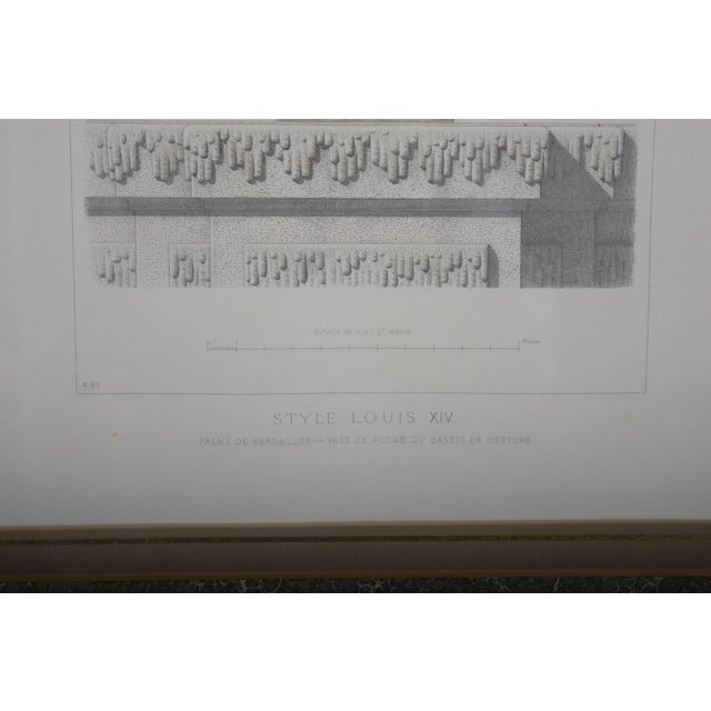 Louis XIV Style Vase, Versailles Neptune Basin, Lithograph, 1960s, Framed For Sale - Image 10 of 14