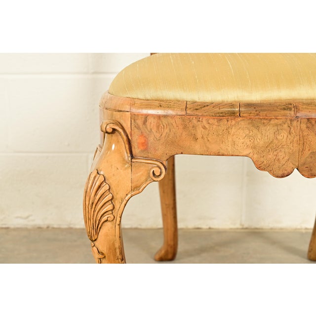 Brown 18th Century Antique Thomas Chippendale Period Carved Burl Wood Side Chairs or Dining Chairs, Pair For Sale - Image 8 of 13