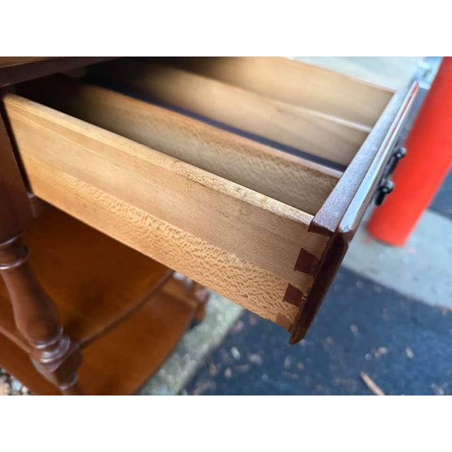 Vintage Solid Wood Drop Leaf Bar Cart Tea Cart Well made Bottom shelves, a Dovetailed drawer for storage, a cart handle,...