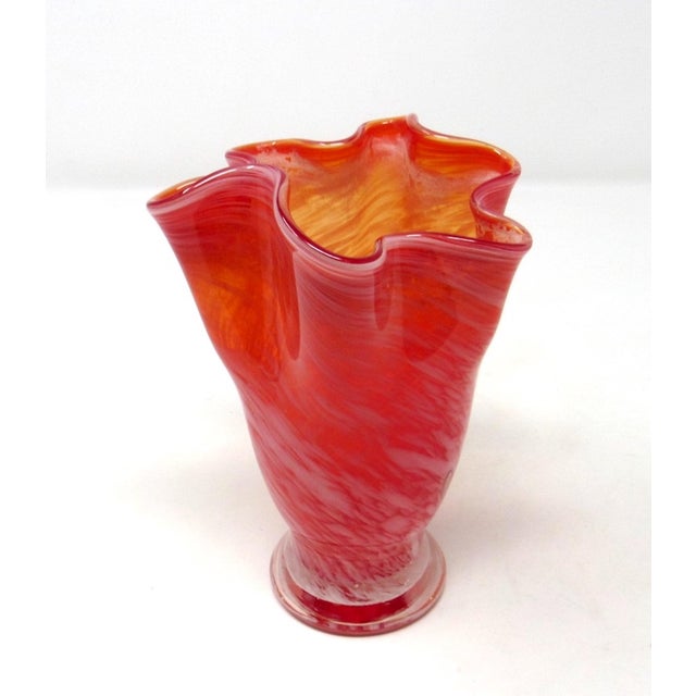 Orange & White Glass Handkerchief Vase For Sale In Los Angeles - Image 6 of 9