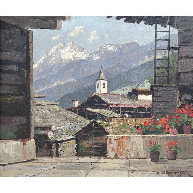 Humbert Heusser, Kippel and the Bietschhorn, 1920s, Oil on Canvas, Framed For Sale - Image 14 of 18