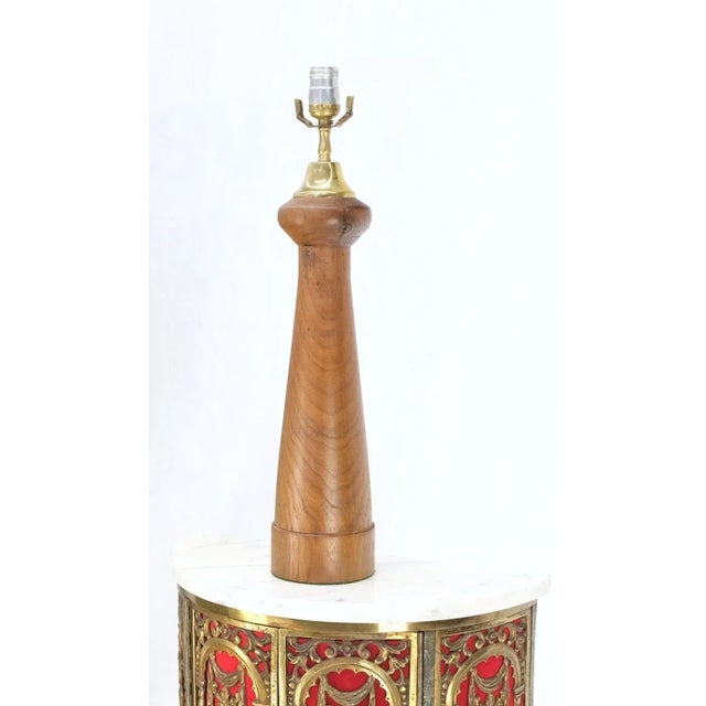 Mid-Century Modern Turned Walnut or Teak Mid-Century Modern Table Lamp, c.1970s For Sale - Image 3 of 12