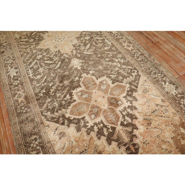 Brown Vintage Zabihi Collection Persian Heriz Brown Gallery Rug - 5'3" x 12'10" For Sale - Image 8 of 12
