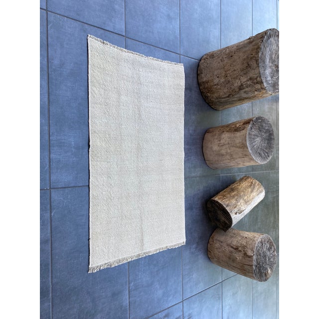 Vintage White Neutral Kilim Rug For Sale - Image 6 of 7