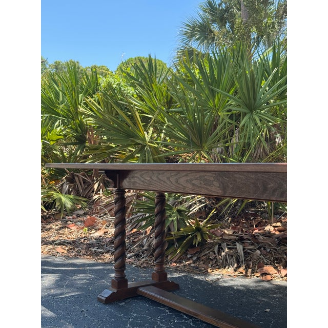 Wood Vintage Ethan Allen Barley Twist Expandable Console Dining Table For Sale - Image 7 of 12