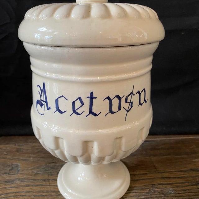 Italian Antique Italian Apothecary Jar Venetian Acetosa Porcelain Urn Large For Sale - Image 3 of 10