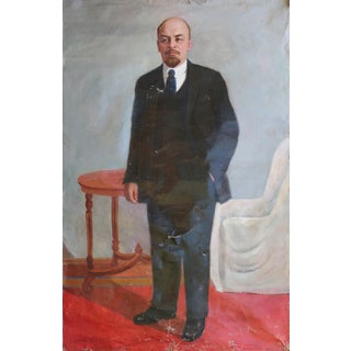 Lenin Portrait Painting, Original Soviet Art, Ukrainian Artist, 1974 199-129 For Sale
