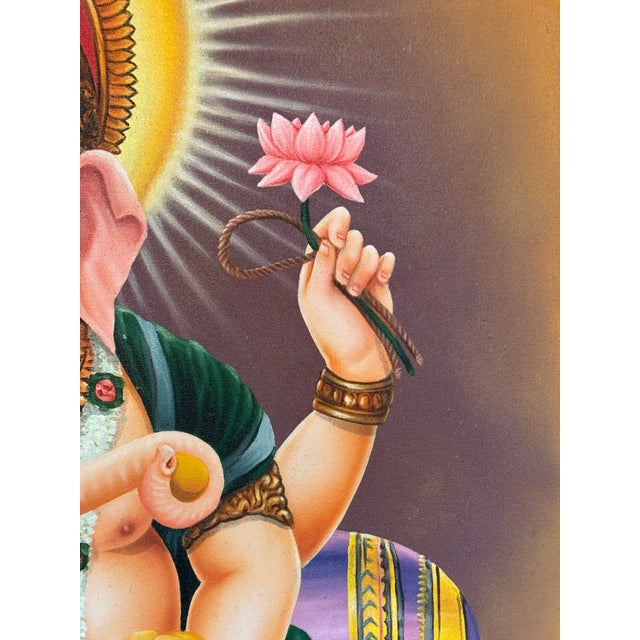2000 - 2009 Ganesha Original Oil Painting on Canvas For Sale - Image 5 of 12