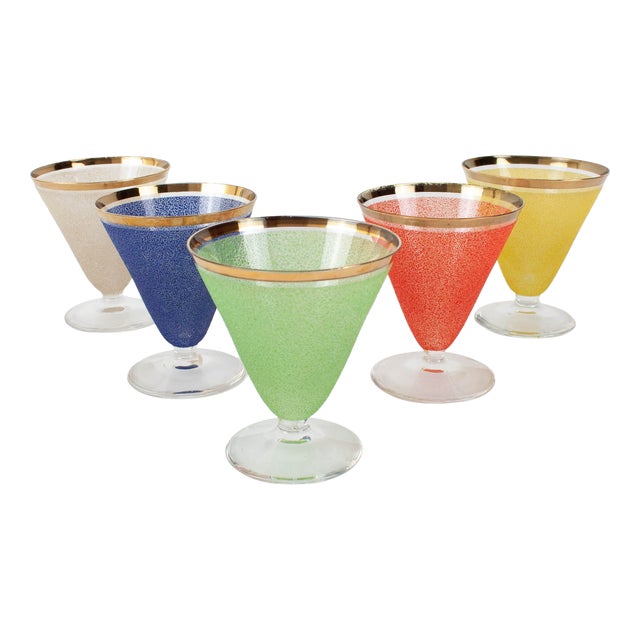 Vintage Portuguese Cocktail Glasses, 1950s, Set of 5 For Sale