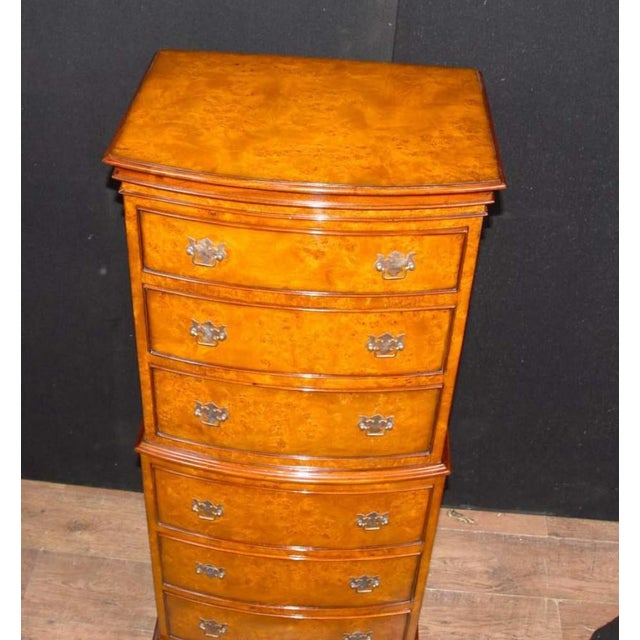 Hollywood Regency Regency Burl Walnut Chest on Chest Bow Front Commode For Sale - Image 3 of 9