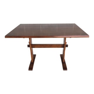 L. Hitchcock Riverton Finish Maple Paint Decorated 48" Trestle Dining Table For Sale