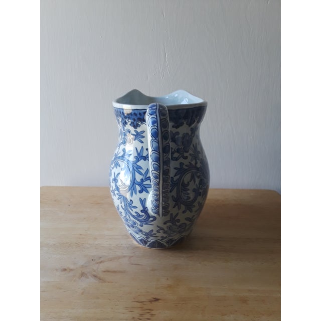 Japanese Signed Blue And White Ceramic Pitcher Chairish
