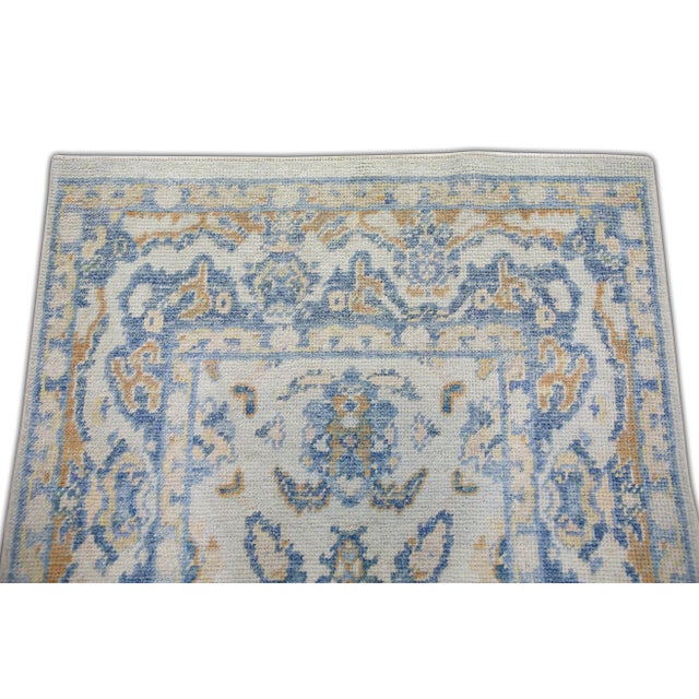 Modern Turkish Oushak Rug 3'2" x 7'1" For Sale - Image 4 of 7