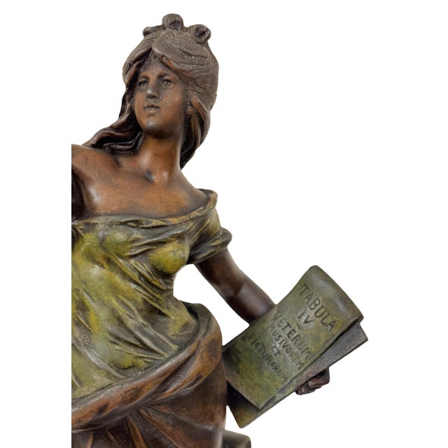 Auguste Moreau, Art Nouveau Allegorical Maiden, Late 19th Century, Spelter For Sale - Image 10 of 11