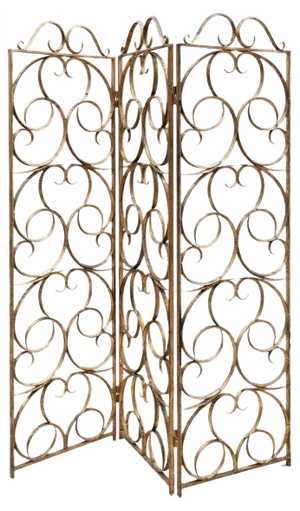 Wrought Iron Decorative Gilt Folding Screen, Italy, 1950s