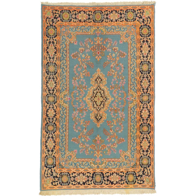 Vintage Blue Persian Kerman Rug - 04'11 X 08'00 For Sale - Image 10 of 10
