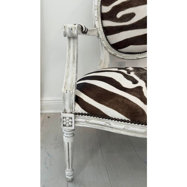 1990s 1990s Oly Studio Zebra-Print Cowhide Louis Armchair For Sale - Image 5 of 12