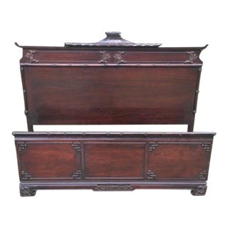 Chinoiserie Pagoda Mahogany Full Bedframe For Sale