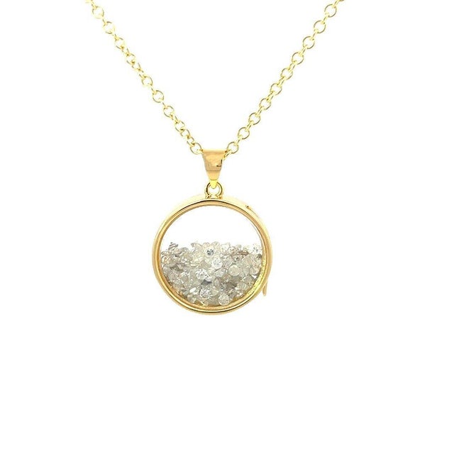 Diamond Locket Pendant Round 14k Gold & Gold Filled Necklace Shaker For Sale In Miami - Image 6 of 10
