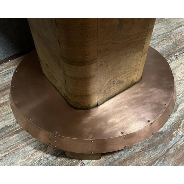 Art Deco Table in Wood and Marble Circular Top, 1930s For Sale - Image 4 of 5